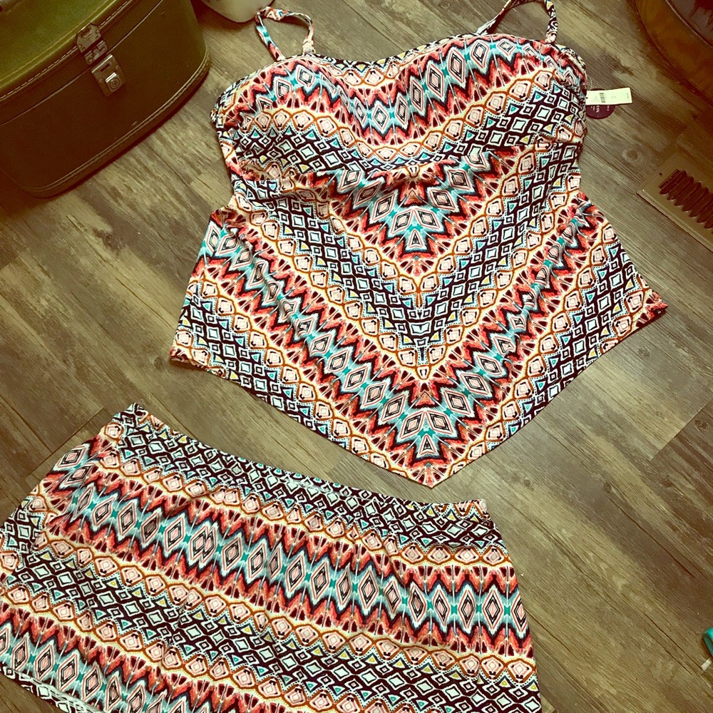 Tribal Print Plus Size Two Piece Swimwear